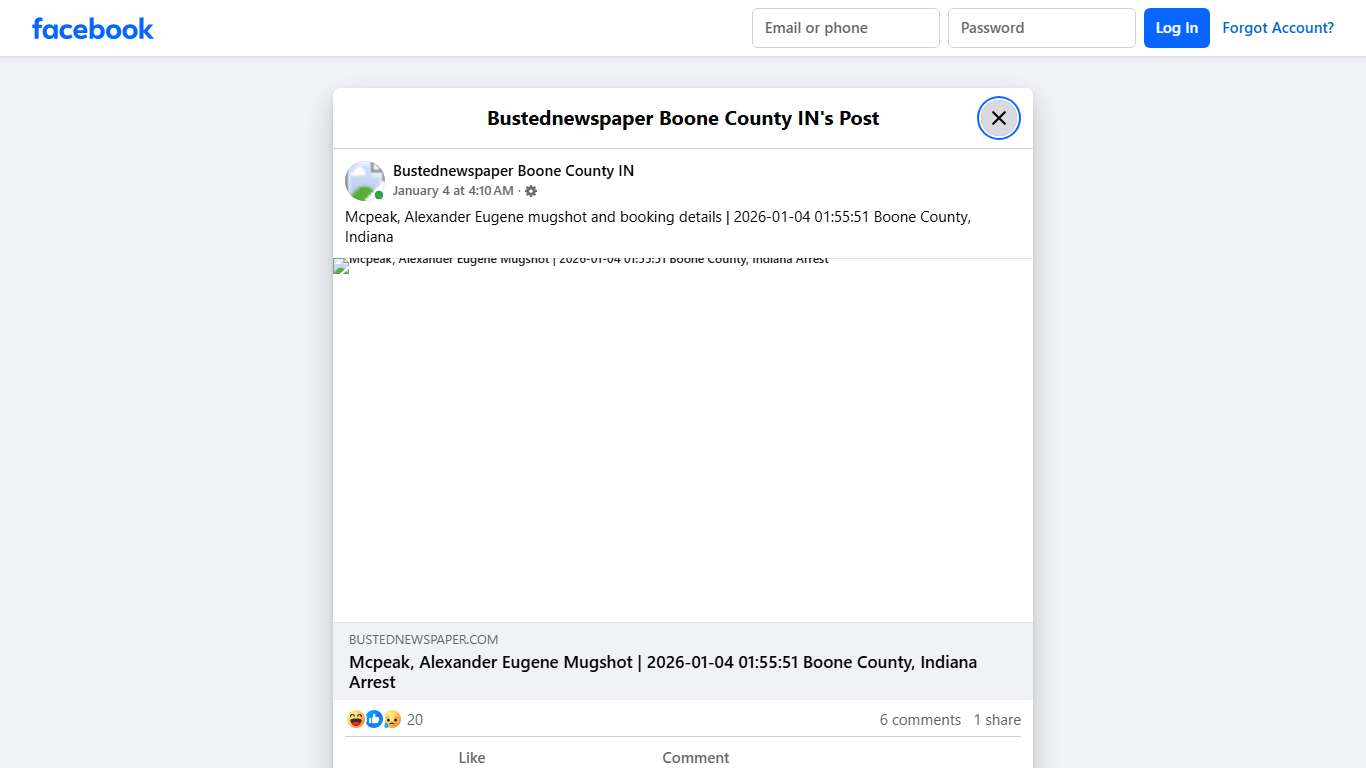 Mcpeak, Alexander Eugene... - Bustednewspaper Boone County IN Facebook