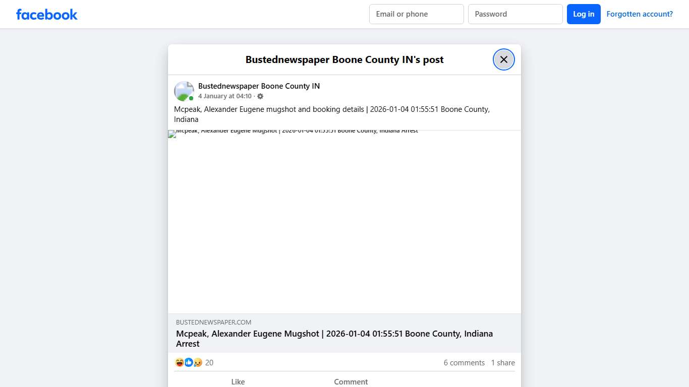 Mcpeak, Alexander Eugene... - Bustednewspaper Boone County IN Facebook